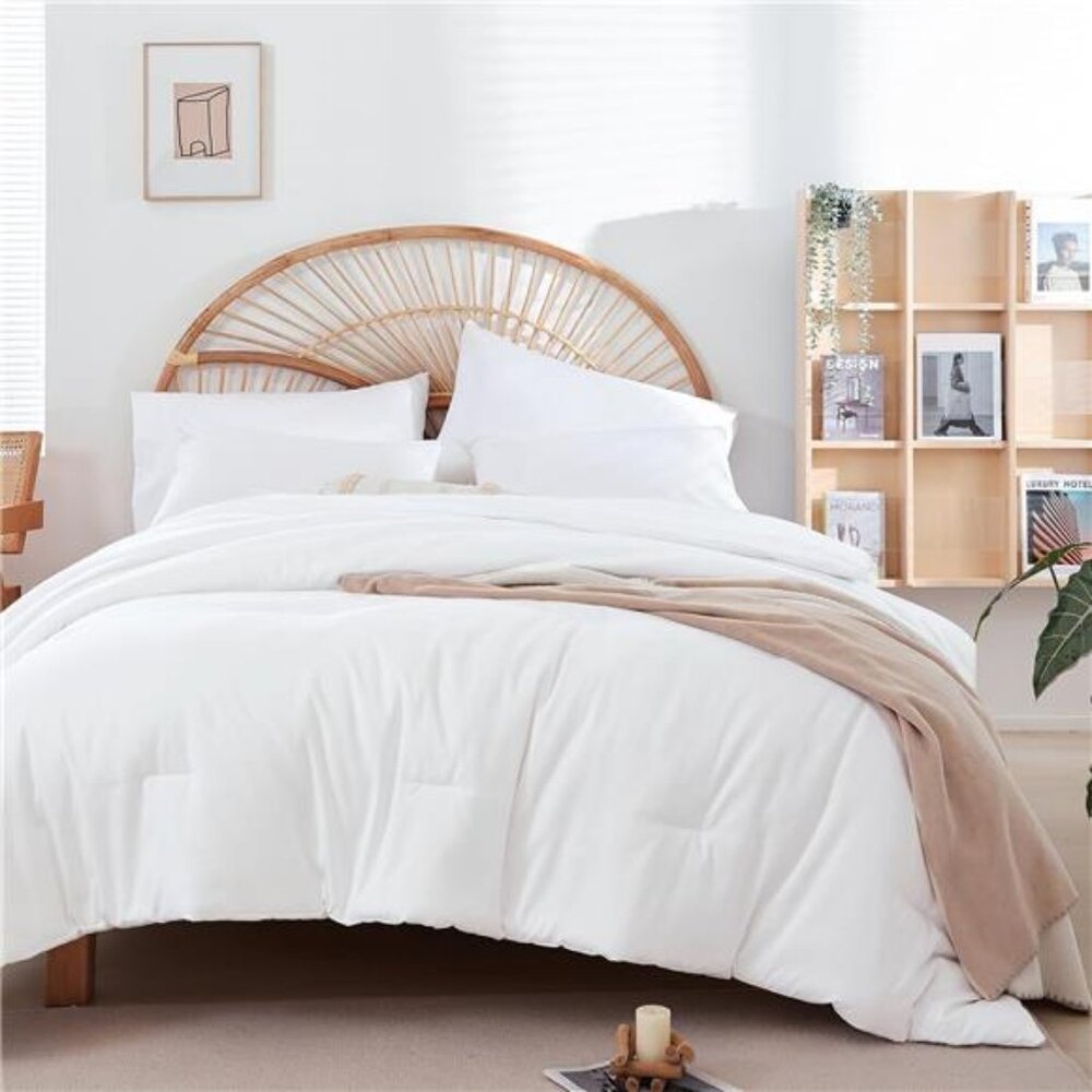 Full Size Comforter White Modern 3PCS Microfiber Full Size Comforter Sets
